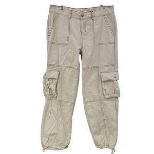 PacSun Pants Womens 30 Beige Low‎ Rise Wide Leg Cargo Drawstring Hem Utility